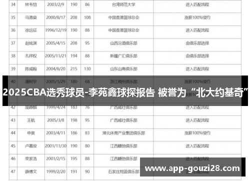 2025CBA选秀球员-李苑鑫球探报告 被誉为“北大约基奇”